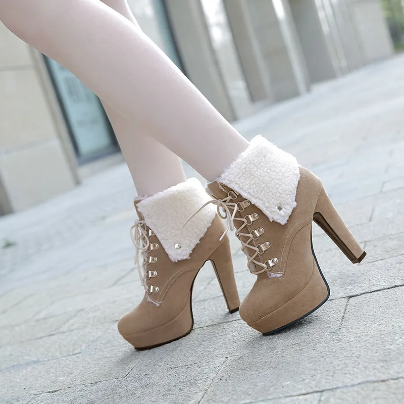 Women Shoes Winter Ultra-high Heel Platform Short Boots