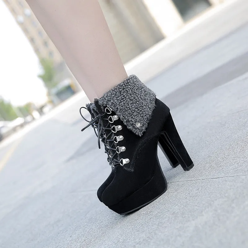 Women Shoes Winter Ultra-high Heel Platform Short Boots