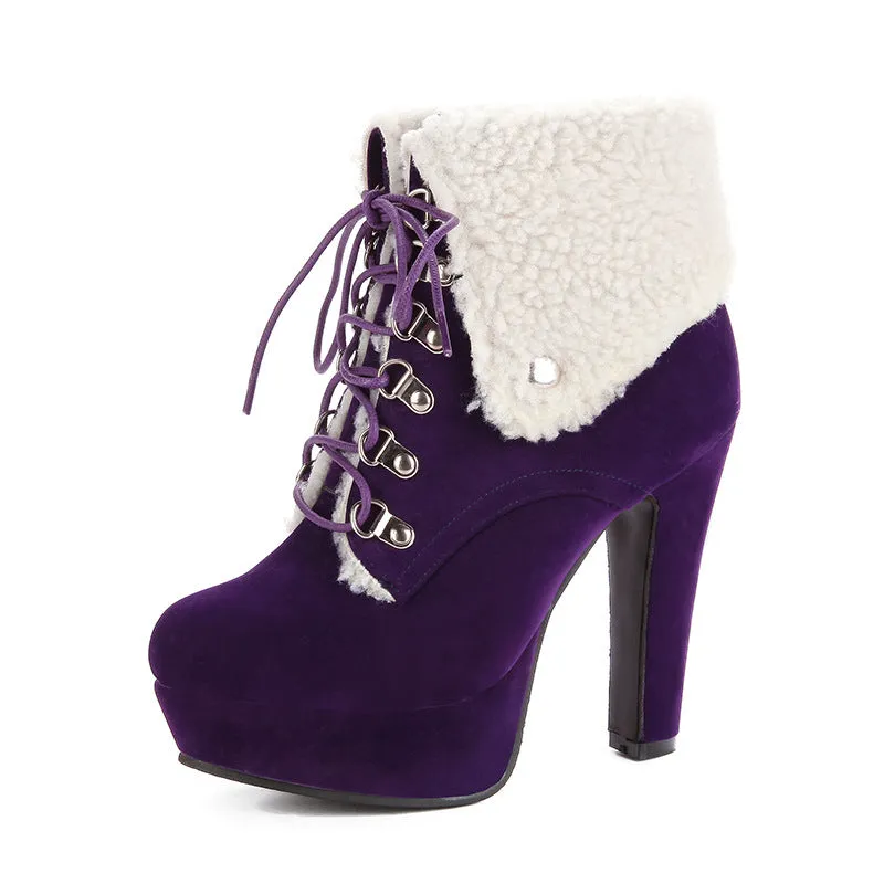 Women Shoes Winter Ultra-high Heel Platform Short Boots