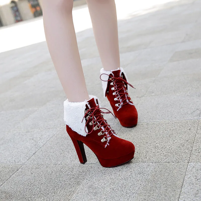 Women Shoes Winter Ultra-high Heel Platform Short Boots