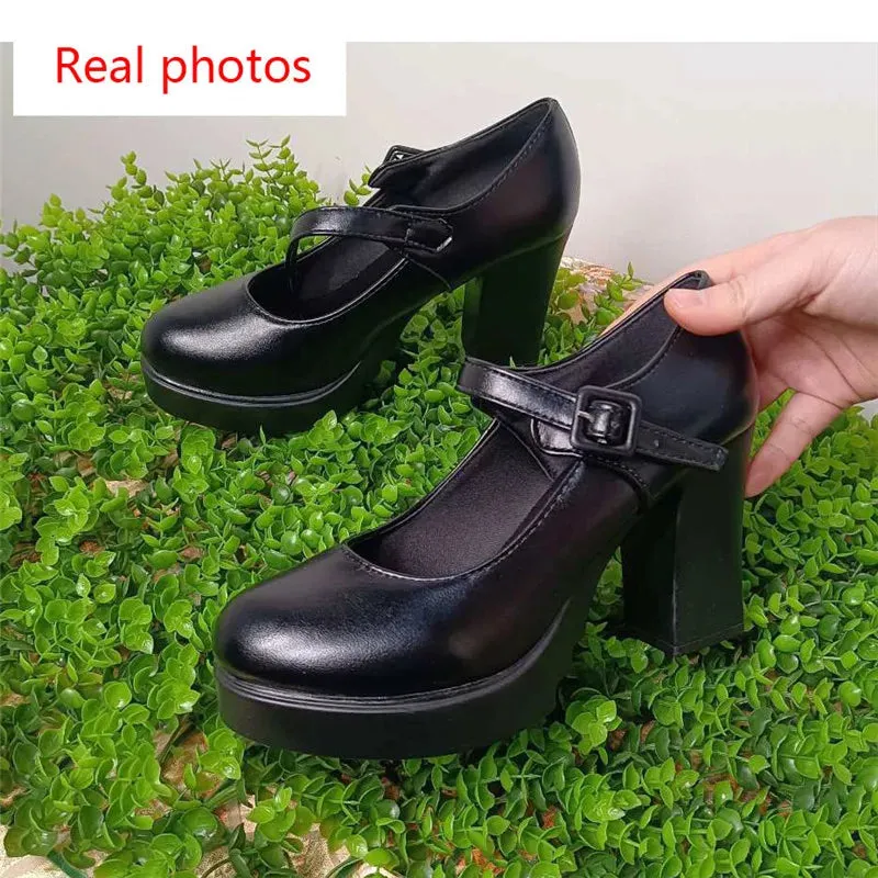 Women's Mary Jane Platform Block Heels