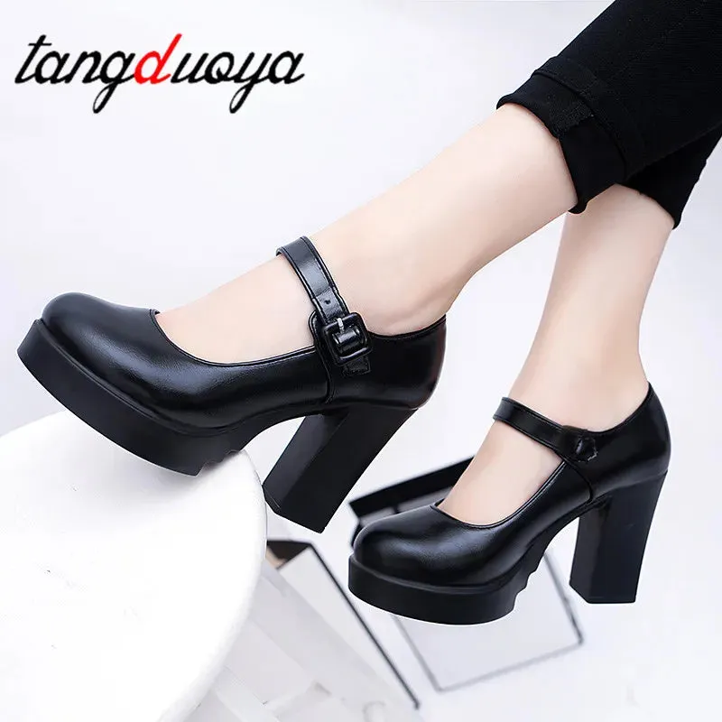 Women's Mary Jane Platform Block Heels